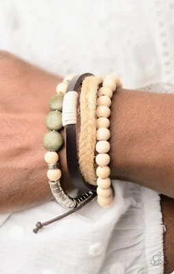 Pulsera bohemia BOHO Drifter Away urbana piedra jade verde con cuentas en capas  Foto 1 de 4