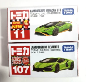 TOMICA Lamborghini Set 🟢 Huracán STO & Revuelto 🔥 No. 11 & 107 Takara Tomy NEW - Picture 1 of 5