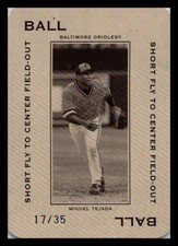 2005 Throwback Threads Polo Grounds 35 BALL Short Fly Miguel Tejada /35 #PG-58