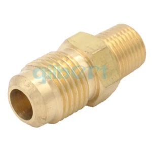 Fit 5/16" Tube Flare Male 1/2"-20 UNF x1/8" NPT Male Brass SAE 45° Fitting - Picture 1 of 5