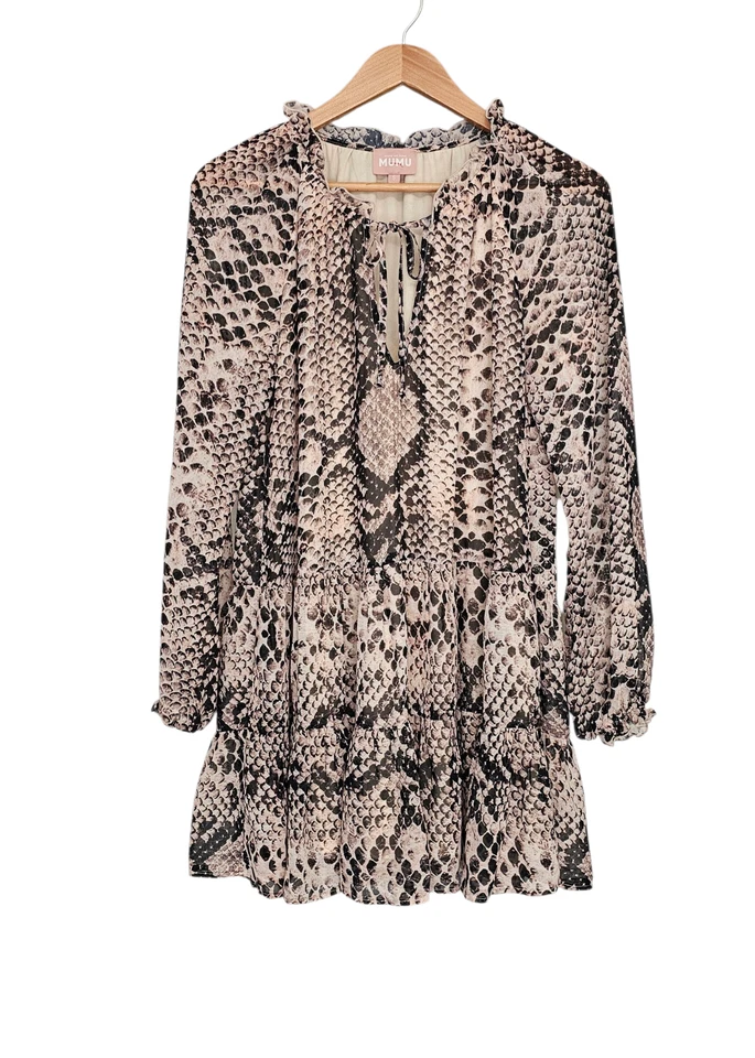 Para Mujer - Mini Vestido Show Me You Mumu Estampado Serpiente Manga Larga, Talla Pequeña Foto 1 de 4