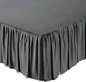 Gonna classica con volant letto queen size grigio scuro lunghezza gonna 16 pollici - Foto 1 di 6