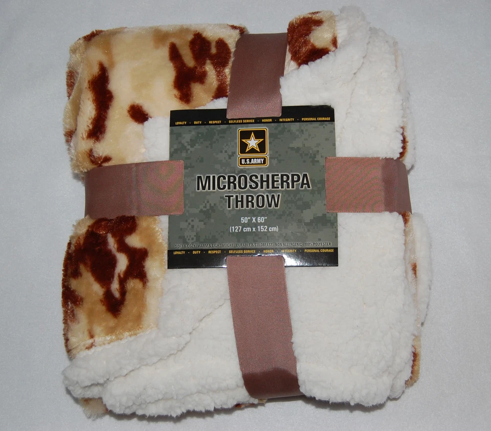 PLUSH 50x60 NORTHPOINT Throw Blanket BROWN CAMOFLAGE Sherpa Reversible - Image 1 of 1