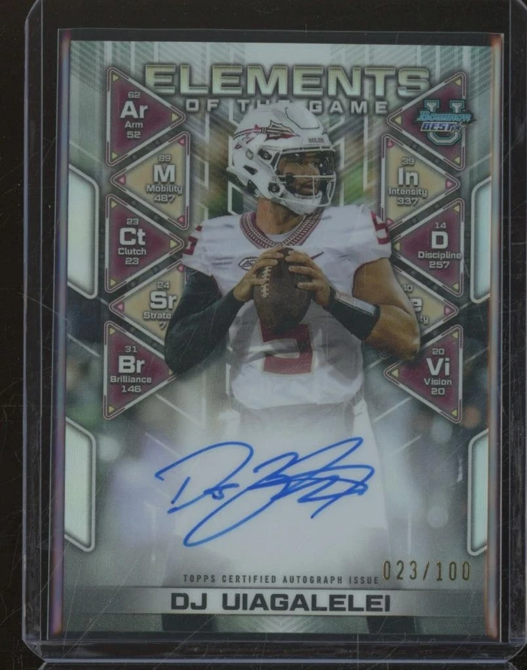 2024 Bowman University's Best DJ UIAGALELEI Auto Elements of the Game /100 JK303 - Image 1 of 2