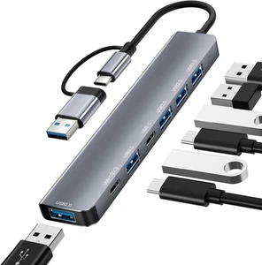 Hub USB C 7 in 1, Docking Station USB C, Trasferimento Dati Veloce - Foto 1 di 12
