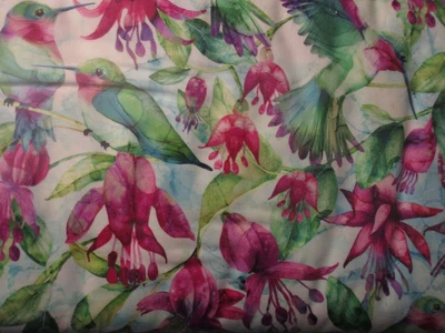 1 Yard New Cotton Fabric Beautiful Colorful Hummingbird Print from Northcott - Image 1 of 4