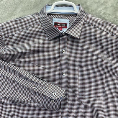 Camisa Johnston & Murphy Para Hombre XL XC4 Extreme Comfort Cuadros Abatible Puño Flexible Trabajo Foto 1 de 4