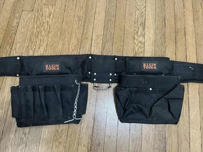 KLEIN Tools Electrician's Nylon Padded Tool Belt with 2 Pouches & Hammer Holder - Image 1 of 4