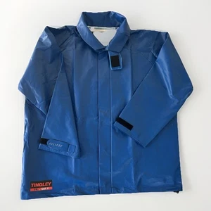 Tingley FR CAT2 Rain Coat NO HOOD Blue Snap Close Work Gear Sz XL - Picture 1 of 9