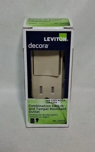 Combinación de interruptor de un solo polo y receptáculo Leviton 15 Amp marfil, S01-T5625-ISP - Imagen 1 de 6