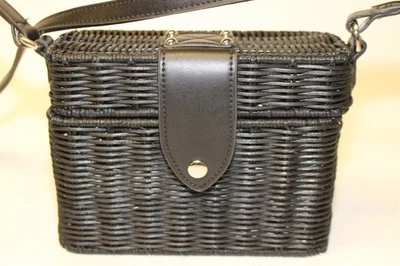 Banana Republic NEW Boxy Fishermans Bag Black Wicker Crossbody Satchel 469449 - Image 1 of 4