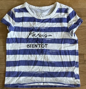 Linda Camisa Paris A Bientot (See You Soon) Azul Blanco Rayas Mujer’s Pequeña Maeve - Imagen 1 de 4