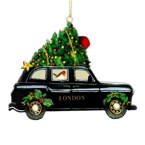 Gisela Graham Taxi Black Cab London Christmas Tree Decoration Hanging Ornament - Picture 1 of 1