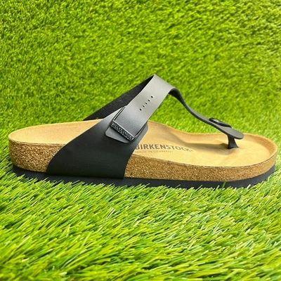 Birkenstock Gizeh Birko-Flor Hombres Talla 9 Negro Marrón Playa Exterior Tanga Sandalias Foto 1 de 4