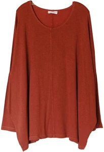 BRYN WALKER French Terry ALAN TUNIC TOP Dolman Slv OVERSIZE M / L Kumquat Rust - Picture 1 of 3