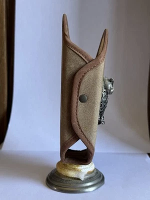 Vintage Icon Owl Silver Genuine Leather Perfume Box Holder Decor Handmade 6"Rare - Image 1 of 4