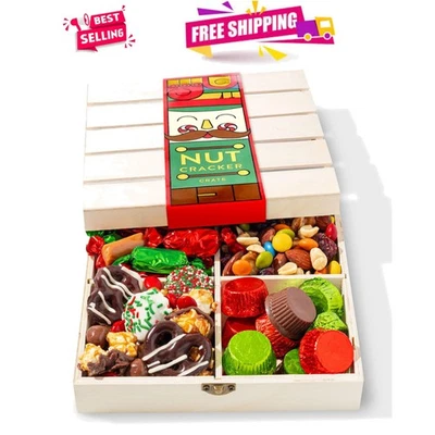 Cesta de bocadillos gourmet festivos de vacaciones - perfecta para familias y regalos corporativos Foto 1 de 4