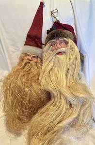 Dos Leñador Papá Noel Colgantes de Pared Coronas Paja Rafia Barbas Navidad - Imagen 1 de 10