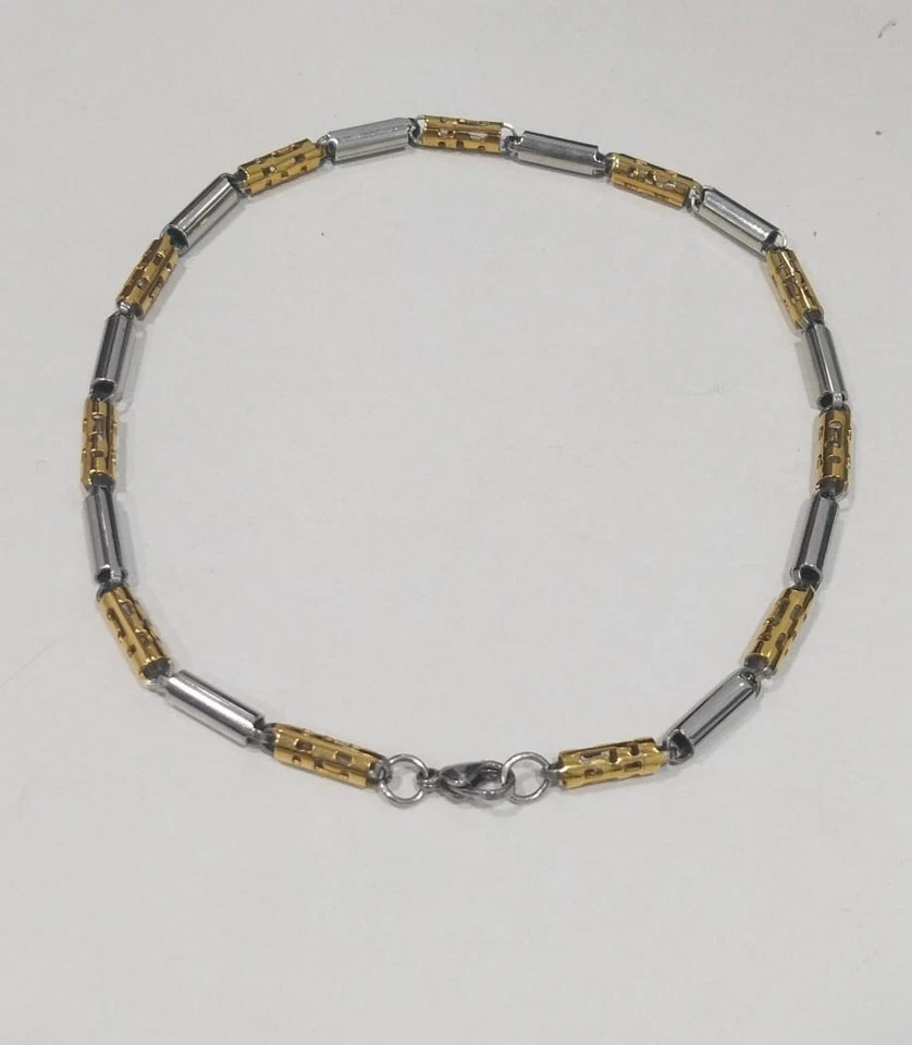 Cadena de acero inoxidable 316 enchapada en dos tonos 14K para collar de hombre de 16"x5 mm de ancho Foto 1 de 4