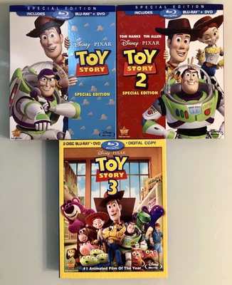 Disney Pixar Toy Story 1 2 3 Special Edition ( Blu Ray + DVD ) W/ Slipcovers  Foto 1 de 4