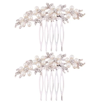  2 pezzi di fermagli per capelli con perle finte, fermagli per capelli con - Immagine 1 di 4