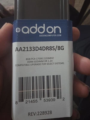 ADDON AA2133D4DR8S/8G 8GB PC4-17000 2133MHZ DDR4 SODIMM Foto 1 de 4