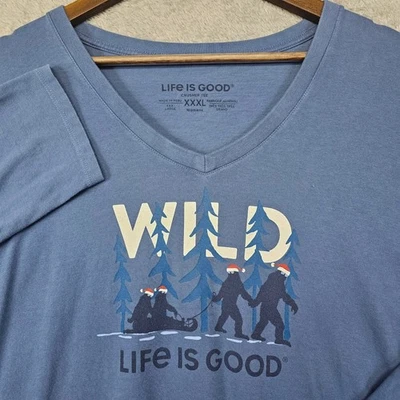 Camiseta Life is Good Mujer 3XL Trituradora Manga Larga "SALVAJE" Bigfoot Sasquatch Invierno Foto 1 de 4