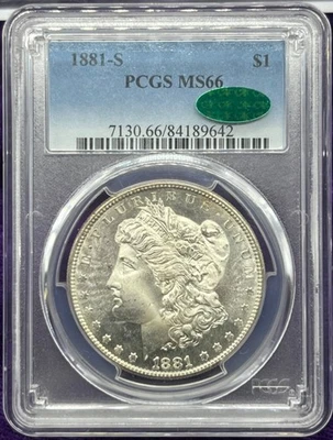 1881-S $1 MORGAN SILVER DOLLAR PCGS MS 66 CAC SUPERB GEM - Image 1 of 2