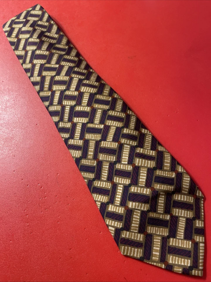 Corbata de seda geométrica Paul Stuart usada en excelente estado para hombre cosida a mano diseñador de EE. UU. Foto 1 de 4