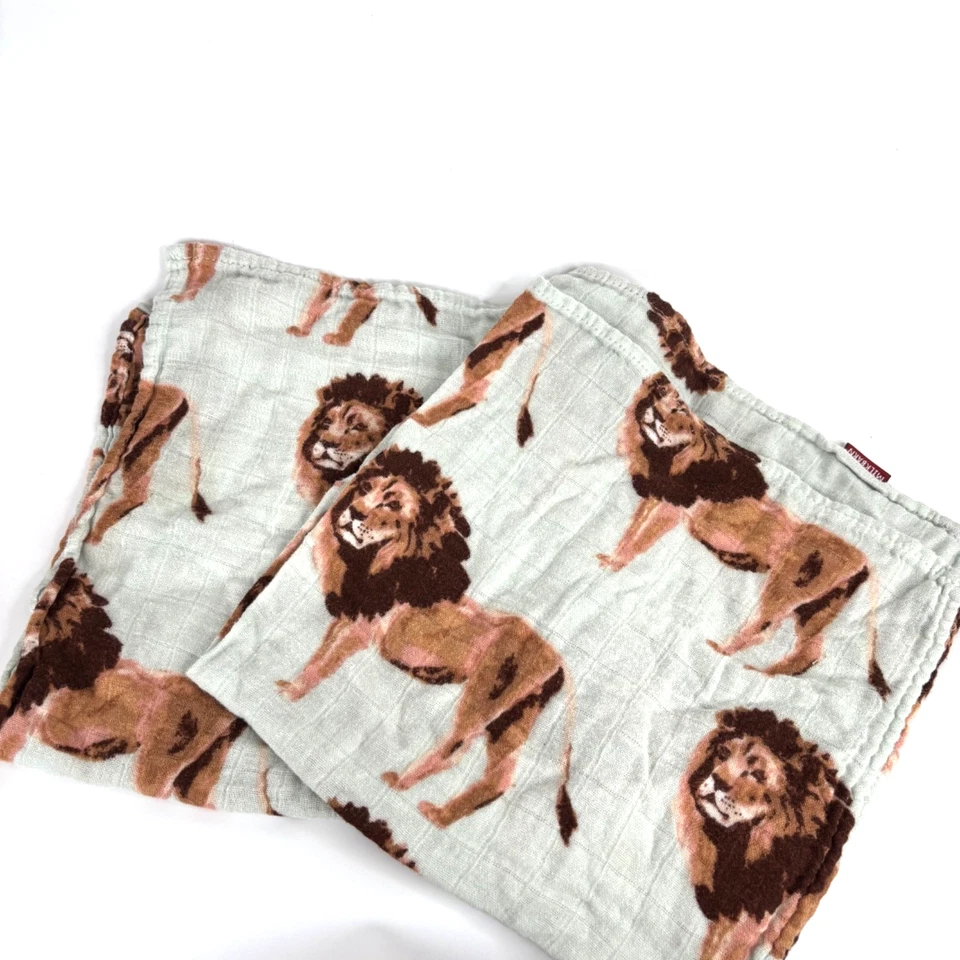 Milkbarn Bambú Algodón Orgánico Bebé Eructo Paño Set de 2 Muselina Estampado León Lovey Foto 1 de 4