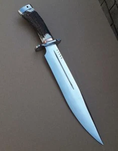 CUSTOM HANDMADE 17'' HIGH CARBON STEEL HUNTING BOWIE WITH HIGH POLISHED BLADE - Picture 1 of 1