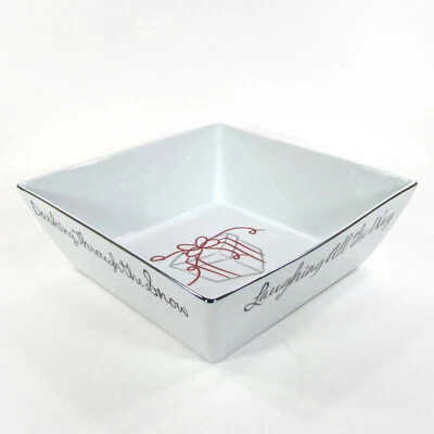 Food Network EAT DRINK BE MERRY 10.5" Square 4Qt Serving Bowl St. Nicholas Gift - Image 1 of 4
