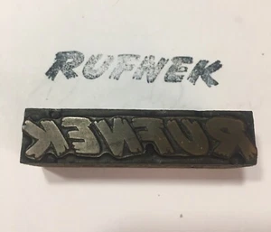 VINTAGE PRINTING Printers Block Rufnek 2 1/2” X 5/8” - Picture 1 of 3