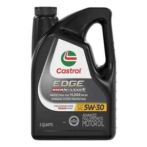 Castrol Edge High Mileage 5W-30 Advanced Full Synthetic Motor Oil, 5 Quarts - Picture 1 of 13