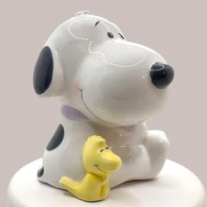 Snoopy & Woodstock Ceramic Coin Bank with Teddy Bear Peanuts Collectible - Picture 1 of 9