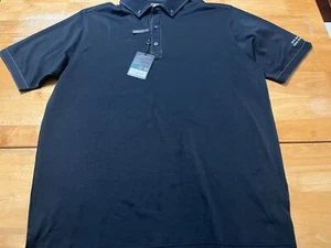 FootJoy NWT Athletic Fit XL Black Polo Golf Shirt Echo Royal Ivanhoe A12 - Picture 1 of 7