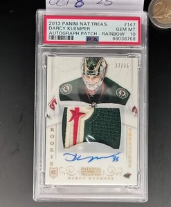 13-14 Panini National Treasures Darcy Kuemper Rookie Patch Auto /35 PSA 10 3 clr