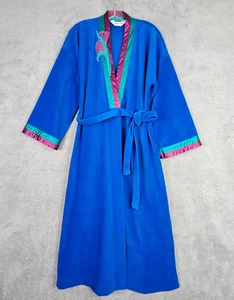 Vestido De Colección Años 70 Vanity Fair Bata S Azul Terciopelo Peignoir Casa Salón Borde Satinado - Imagen 1 de 16