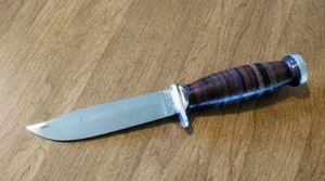 SCHRADE Walden H-15 Leather Handle Fixed Blade Hunting/Camping Knife/Knives - Picture 1 of 5