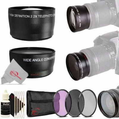 49mm 2X HD Multi-Coated Telephoto + Wide Angle Filter Kit for 49mm Thread Lens - Image 1 of 4