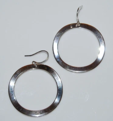 ELEGANT IPPOLITA 925 STERLING SILVER LG WAVY ROUND HOOPS STATEMENT HOOK EARRINGS - Image 1 of 4