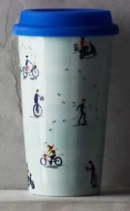 NEU Anthropologie Fahrrad unterwegs Transit Reisebecher mit Deckel ausverkauft! Neu mit Etikett - Bild 1 von 3