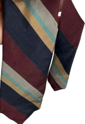 Corbata Cuello Brezo Rayas Diagonales Azul Granate Plata Hecha en EE. UU. 56"L 3"W De Colección Foto 1 de 4
