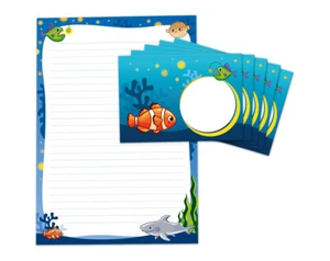 Briefpapier Hai als Notizblock + 15 Briefumschläge Kindermotiv Kinder - Bild 1 von 9