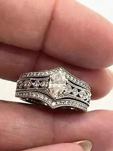 Art Deco Marquise Cut Lab Created Diamant 925 Silber Hochzeit Braut Ring Set - Bild 1 von 7