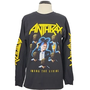 ANTHRAX Among The Living M MEDIUM Long Sleeve T-Shirt Black Mens Band Logo - Picture 1 of 7