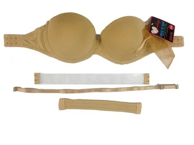 Strapless Transparent Push up Bra Invisible Multiway Clear Back Straps Underwear - Image 1 of 4