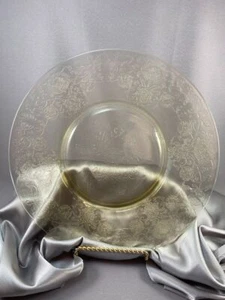 Depression Glass Plate Florentine Pattern #2 Yellow 1932-35 10 inch Floral Vinta - Picture 1 of 5