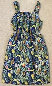 MNG size 9 (134 Cm) Girls Tropical Print Sleeveless Sundress Cut Out Sides Waist - Picture 1 of 5