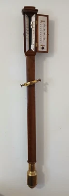 19th Century English Mahogany & Brass Nautical Gimbal Thermometer/Barometer RARE - Image 1 of 4